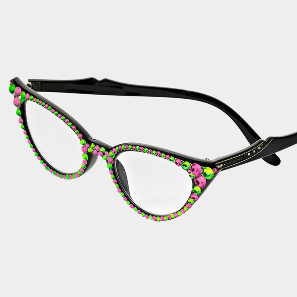 Austrian Crystal Cateye Reading Glasses, Vintage Crystal Reading Glasses - Picture 4 of 11